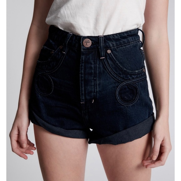 ONE TEASPOON FOX BLACK LE LOOP BANDITS HIGH WAIST DENIM SHORTS - Picture 3 of 7